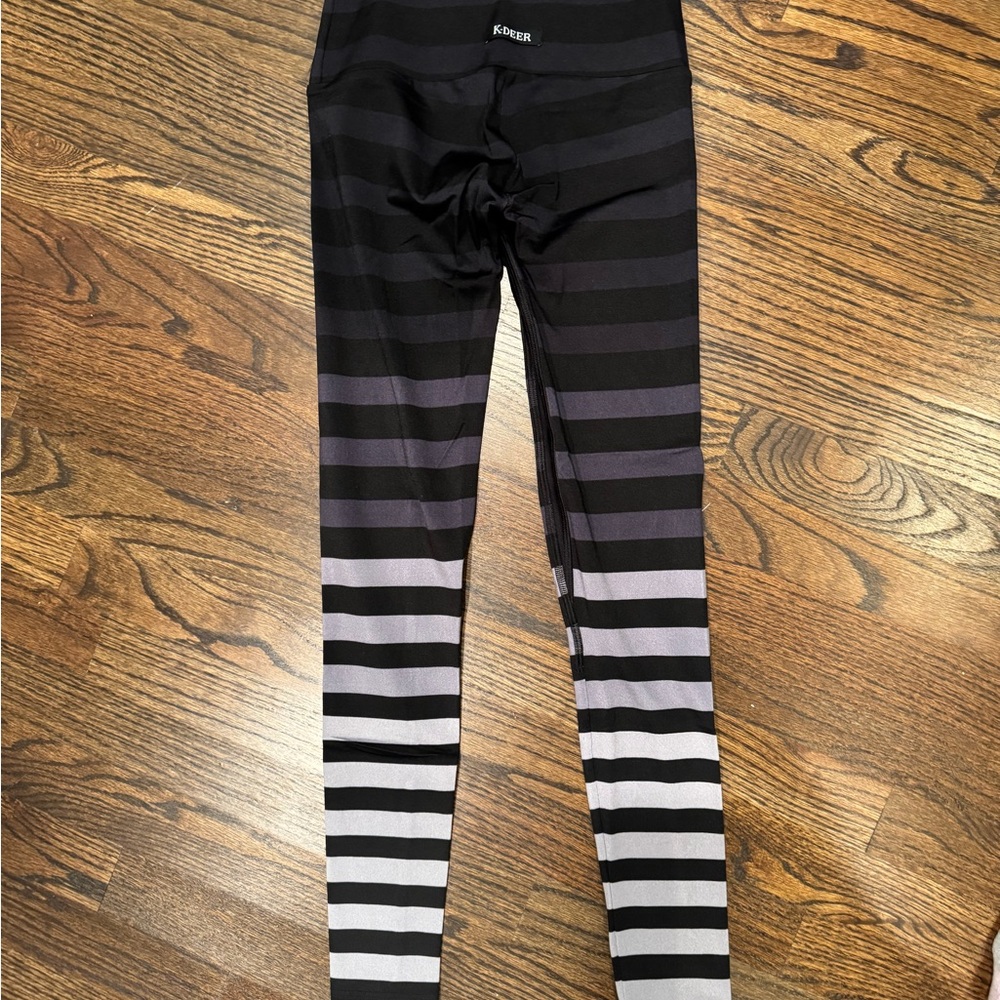 Black and Gray Striped Leggings